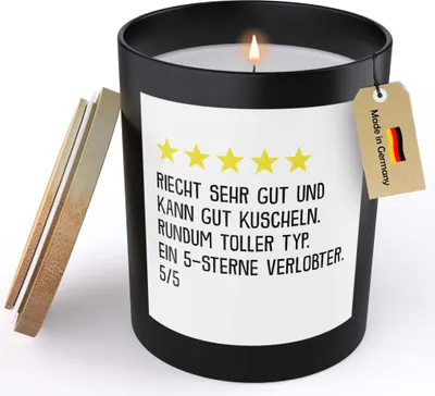 Produktbild von 22Feels Verlobungsgeschenk Männer Spruchkerze für Ihn "Sterne" Sojawachs Kerze im Glas Verlobte Groom To Be Handgemacht mit Spruch Duft Deko Vegan Nachhaltig - ZITRUS