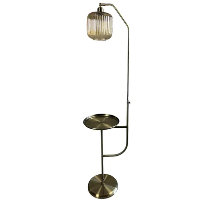 Produktbild von Mopa Honigfarbenes Glas Mit Ablage Modern Dekorative Stehlampe