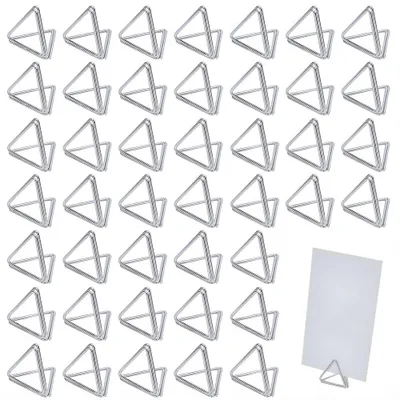 32 Dreieck-Tischkartenhalter aus Metall, silber, für Hochzeit & Party