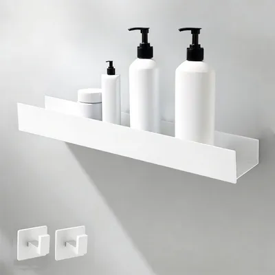 Image de Omgoods - Support de douche de 59,5 cm - Étagère murale de salle de bain avec 2 crochets