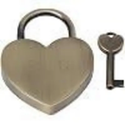 Immagine prodotto di Serratura a forma di cuore, in metallo, bronzo, dimensioni 45x59 mm