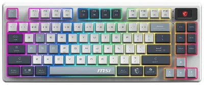 Image de Clavier gaming MSI FORGE GK600 TKL Sky, sans fil 2,4 GHz + Bluetooth, mécanique, RGB, USB-C, avec écran, disposition AZERTY (France/République tchèque)