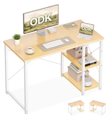Zdjęcie produktu dla Biurko z regulowanymi półkami, wymiary 100x48 cm, kolor beżowy
