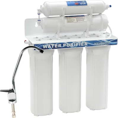 Image de Naturewater NW-PR305 Filtre à eau potable – 410 x 135 x 450 mm – 5 Étapes – 360 L/h – avec Robinet, Vanne 3 voies, Cartouche PP Sédiments, Charbon actif – Filtration Purification Bactéries Pesticides