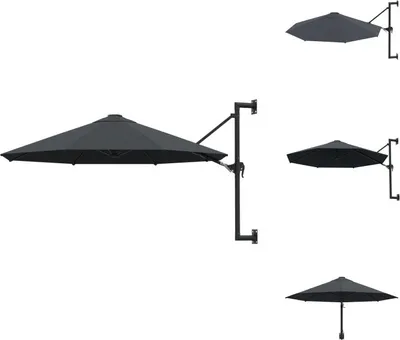 Produktbild von vidaXL Sonnenschirm Wandmontage mit Metallmast 300 cm Anthrazit - Sonnenschirme & Sonnenschutze
