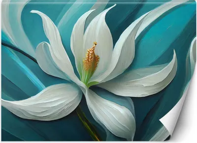 Immagine prodotto di Murale piccolo dipinto giglio turchese fiore carta da parati per pareti 150x105 cm colore Turchese tema Fiori