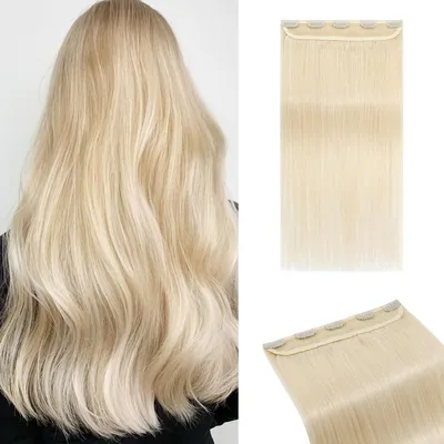 Immagine prodotto di Estensioni per capelli naturali, clip-in, lunghezza 25 cm, colore platino, peso 40 grammi, con 5 clip