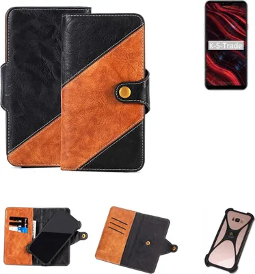 Produktbild von K-S-Trade Handyhülle Schutzhülle Bookstyle Case Wallet-Case kompatibel mit General Mobile GM 9 Plus Handy Cover Bumper Klapphülle schwarz hellbraun
