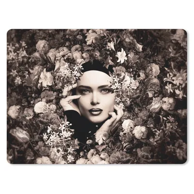 Produktbild von MuchoWow® Mauspad Mousepad Frau - Blumen - Botanisch - Natur 40x30 cm - Mousepads - Maus Mat - Pad - Mausunterlage - Anti Rutsch