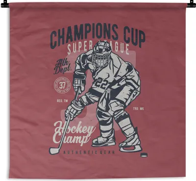 Produktbild von MuchoWow® Wandteppich Wandbehang Eishockey - Schlittschuhe - Vintage 60x60 cm Tapisserie Dekoration Wandtuch - Dekorationen - Wand Decke