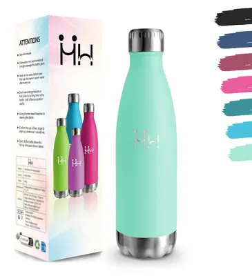 Produktbild von Trinkflasche Edelstahl 500 ml blau-grün, BPA-frei, vakuumisoliert, auslaufsicher