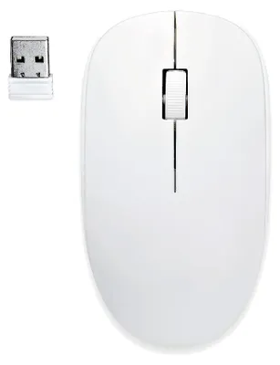 Image de Souris optique sans fil apm Myra, 2,4 GHz, blanche, avec récepteur USB, ambidextre, format compact