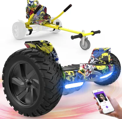Produktbild von GeekMe Hoverboard mit Sitz 8,5 Zoll All-Terrain-Hoverboards mit Hoverkart,Hoverboard Kinder mit Go-Kart,Offroad-Hoverboards mit Bluetooth LED Geschenk für Kinder Erwachsene