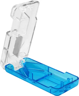 Produktbild von WELLGRO Tablettenschneider mit Metallklinge - Kunststoff - blau/transparent - 8 x 3,8 x 1,7 cm (LxBxH) - Menge wählbar, Stückzahl:1 Stück
