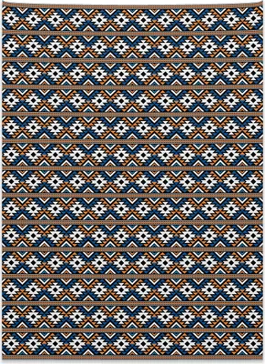 Produktbild von Abakuhaus Boho Wandteppich, Geometrisches Muster aus Weiches Mikrofaser Stoff Kein Verblassen Klare Farben Waschbar, 110 x 150 cm, Orange Weiß und Blau