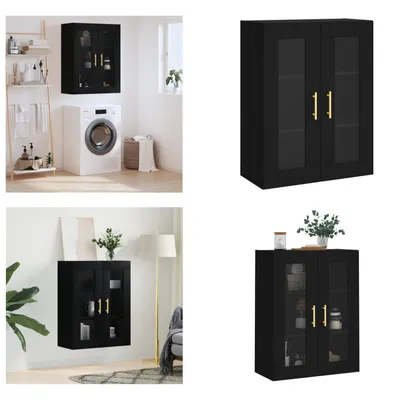 Image de vidaXL Armoire murale noir 69,5x34x90 cm - Armoire murale - Armoires - Armoire de stockage