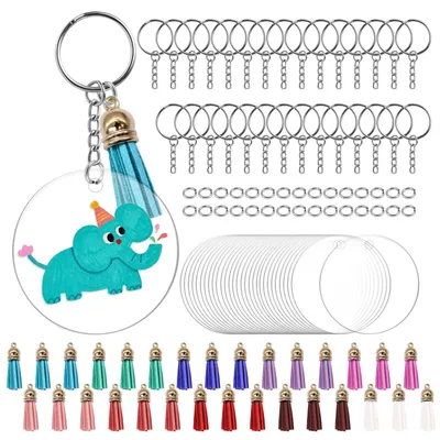 Acryl-Schlüsselanhänger-Set, 120 Teile, transparent, DIY