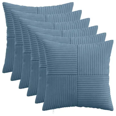 Obrázok produktu pre vidaXL Vankúšový poťah, 6 ks, ALMELO, modrá, 50 x 50 cm, materiál: cord