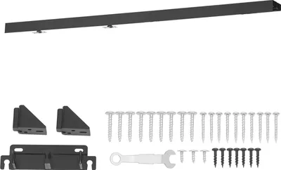 Zdjęcie produktu dla Zestaw okuć do drzwi przesuwnych SucceBuy 1524 mm, podwójna szyna do drzwi przesuwnych ze stopu aluminium, dwutorowy system drzwi przesuwnych do szaf (grubość 25–45 mm / szerokość 762 mm), płynne i ciche przesuwanie