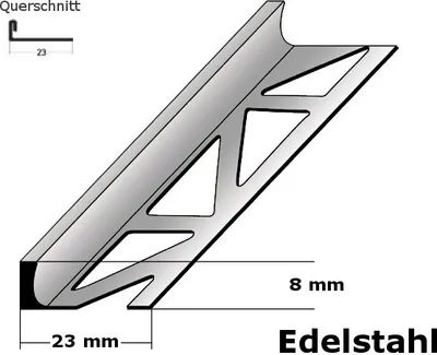 Produktbild von Fliesenprofil "Beldert" Fliesenabschlussprofil / Trennschiene für Fliesenabschlüsse, Höhe: 2 - 30 mm, Breite: 23 mm, aus Edelstahl-8 mm