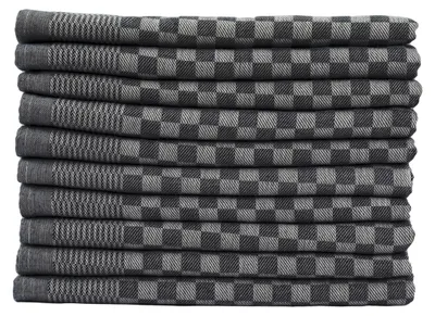 Produktbild von 10er Set Luxus Grubentücher 50x70 cm 100% Baumwolle 210 gsm Spühltuch Küchentücher Geschirrtücher 75g schwarz