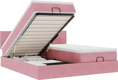 Produktbild von vidaXL Ottoman-Bett mit Matratzen & LEDs Rosa 180x200 cm Samt