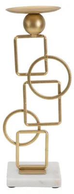 Productafbeelding van Kandelaar Mauro Ferretti Marie, 13x10x31,5 cm, van verguld metaal en wit marmer