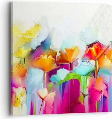 Produktbild von Bild auf Leinwand - Leinwandbild - Blumen Wiese Sommer - 40x40cm - Wand Bild - Wanddeko - Wandbilder - Leinwanddruck - Bilder - Kunstdruck - Wanddekoration - Leinwand bilder - Wandkunst - AC40x40-4095
