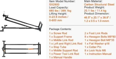 Obrázek produktu pro Zvedák na sekačky, hydraulický provoz, nastavitelný rám, závit 880LBS