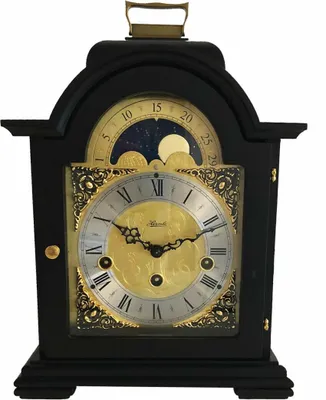 Tischuhr mit Mondphase, mechanisch, 8-Tage Westminster, 30x21x14 cm