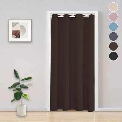 Immagine prodotto di Tenda oscurante per porta, tenda termica con occhielli, protezione dal freddo, tenda divisoria, marrone, 132x203 cm