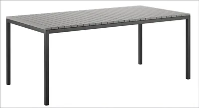 Produktbild von Grauer Holztisch Designer Metallgestell Exklusiver Gartentisch Möbel