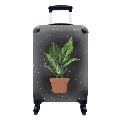 Produktbild von MuchoWow® Koffer Handgepäck Trolley Rollkoffer Kleine Reisekoffer mit 4 Rollen - Zimmerpflanzen - Blumentopf - Dots - Cabin Size < 55x40x23 cm & 55x40x20 cm - Fotokoffer - Kabinenkoffer - Boardgepäck - Reise-Box - Reisekoffer - Reisegepäck - Koffer mit Bild - Trolley für Kinder