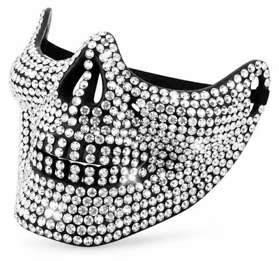Produktbild von Halloween Totenkopf Maske, funkelnde Strass-Halbmaske im 3D-Skelett-Design, für Damen & Erwachsene, mit elastischem Band, Party, Club & Cosplay