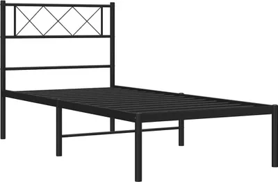 Produktbild von vidaXL Bettgestell mit Kopfteil Metall Schwarz 100x190 cm
