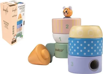 Produktbild von Jouéco Holz Stapelrakete The Wildies Family nachhaltiges Spielzeug