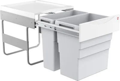 Produktbild von Famanu Abfalleimer mit doppelter Trennung 50 cm - Müllbehälter für die Küche