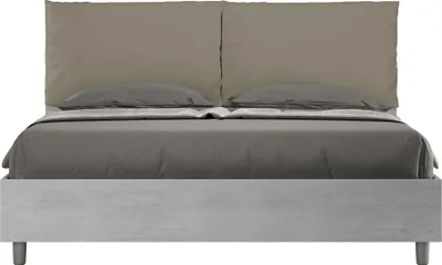 Zdjęcie produktu dla ITYHOME - Łóżko wyposażone w stelaż z listwami 160x200 cementupoduszkami sztucznej skóry cappuccino Egos Antea