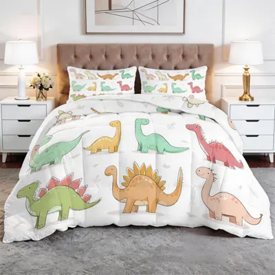 Productafbeelding van Dekbed voor 4 Seizoenen met Dinosauruspatroon 155 x 220 cm