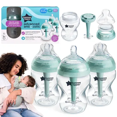 Produktbild von Tommee Tippee Anti-Kolik-Babyflaschen für Neugeborene, 3er-SET, 260 ml