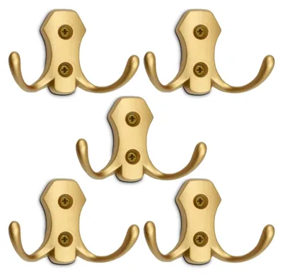 Produktbild von 5 Stück Kleiderhaken Huthaken Garderobenhaken Wandhaken Handtuchhaken Gold matt