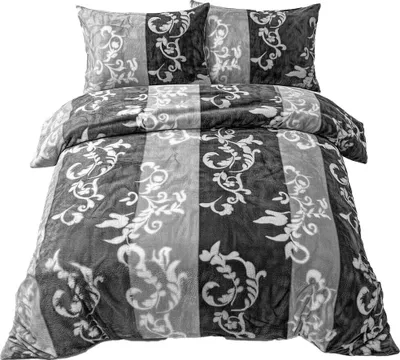Produktbild von Fleece Bettwäsche Flausch 135x200 80x80cm Ornamente Grau: 2tlg.