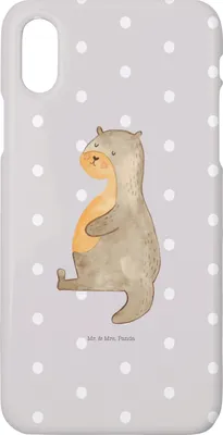 Produktbild von Mr. & Mrs. Panda Iphone 10 Handyhülle Otter Bauch - Grau Pastell - Geschenk, Seeotter See, Satt, Hülle, voll Gefuttert, Zufrieden, Cover, X, dick, Handy, Sportmuffel