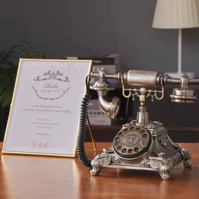 Obrázek produktu pro Kniha zvukových zpráv Hlasový záznam Vintage telefonní záznamník Svatební telefon přizpůsobený hlasovou poštou Nejlepší přání Vhodné pro svatební sprchu Narozeninová párty Dětská sprcha Výročí Zásnuby - Retro stylový bronzový