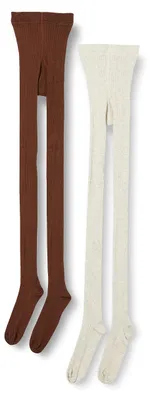 Productafbeelding van MINYMO meisjeskousen - Effen ribstructuur, 2-pack, model "Thrush", maat 128/134 EU