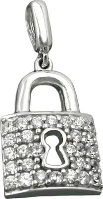 Produktbild von Anhänger Schloss Türschloss mit Zirkonia weiß 925 Sterling Silber Damen