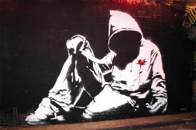 Obrázek produktu pro MB 224 Graffitti Banksy, mikina s kapucí