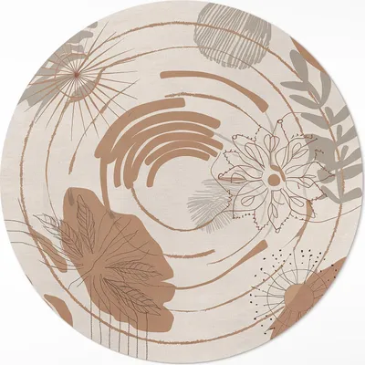 Produktbild von Abstraktes Boho-Muster mit Pflanzenmotiven– Vinylteppich – Indoor Teppich – Flur – Pflegeleicht – Runder Teppich – PVC Teppich – Outdoor Teppich – Pflegeleicht – fi 60cm