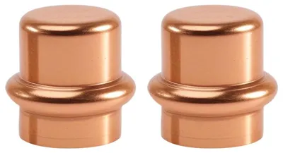 2 Kupfer-Pressstopfen V-Form 22 mm für Wasser/Heizung
