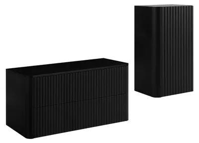 Produktbild von Badmöbel-Set mit Platte und Midischrank, Schwarz, 100 x 48 x 44 cm